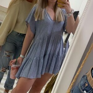 Blue Vestique V-Neck Mini Dress